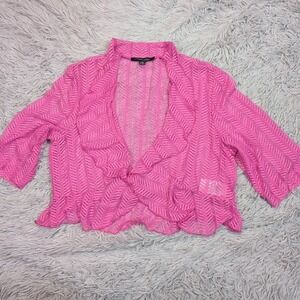 Chadwicks Of Boston Shirt Womens 12 Pink Sheer Preppy‎ Open Front Lightweight